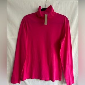 J. Crew Bright Pink Tissue Turtleneck, Size Large